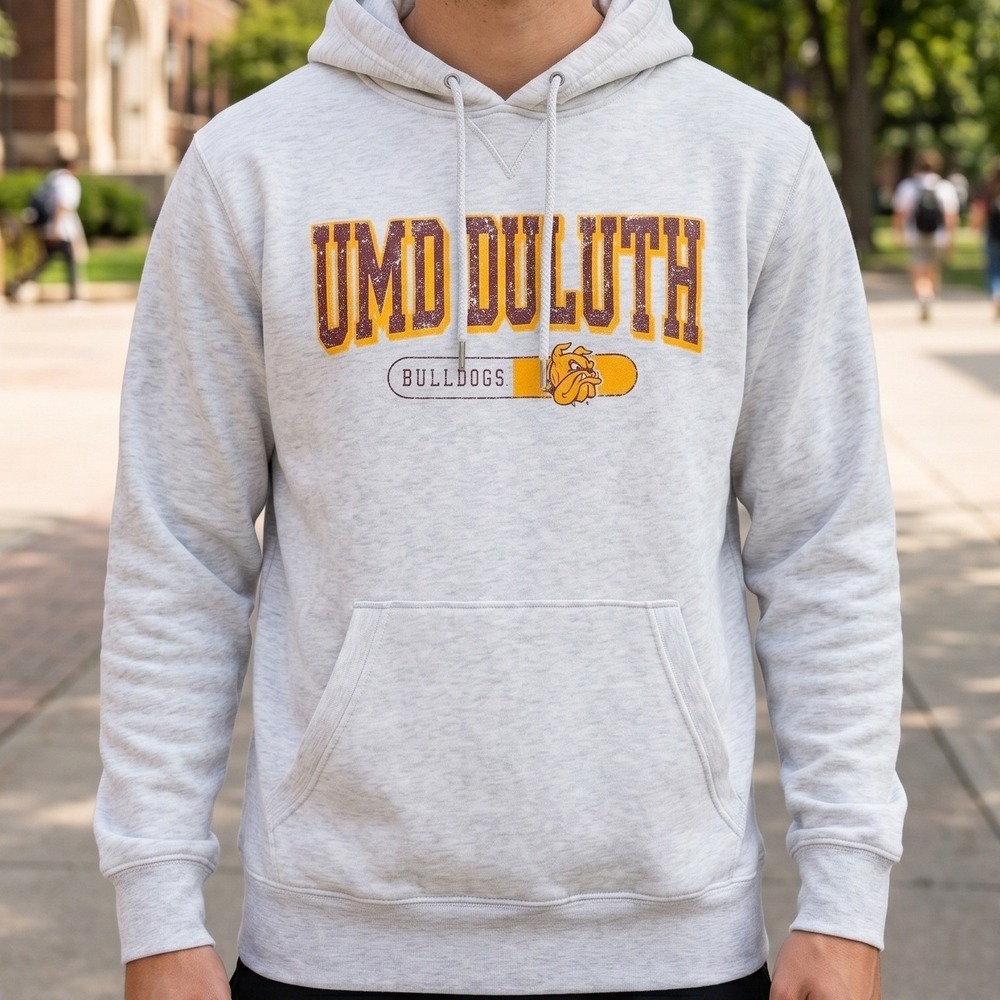 Rivalry Threads UMD Duluth Bulldogs Hoodie Mens Grey Heather Pullover Sweatshirt